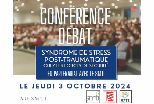 Association APTE affiche de la conférence débat à Montauban sur le stress post traumatique chez les forces de sécurité